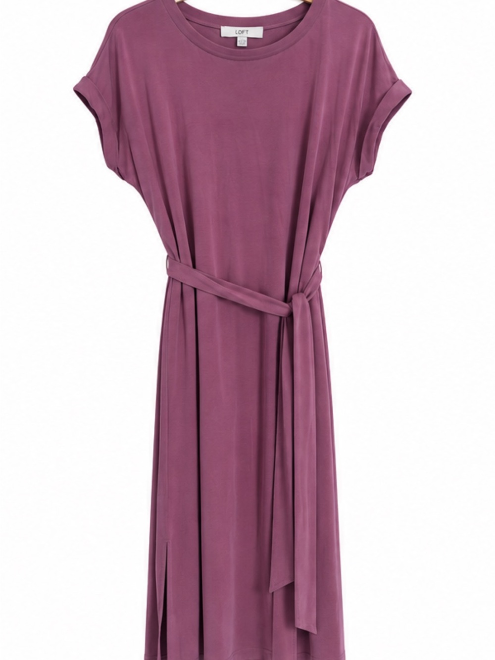 LOFT Dusty Mauve Belted Midi Dress